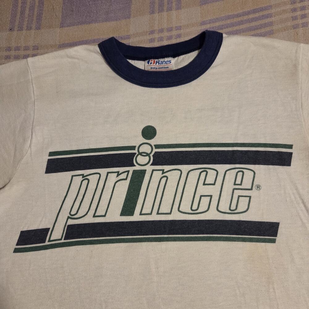 VTG Prince Tennis T Shirt Ringer 80s National Hardcourt Championships U.S.T.A.